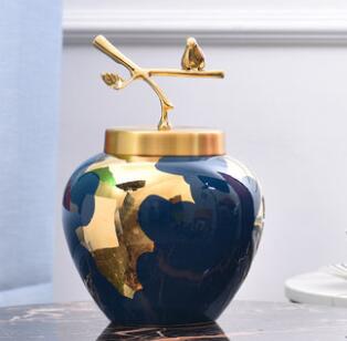 Amazing Blue Vase With Gold Pealing