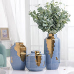 Baby Blue with Gold Pealing Vase