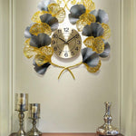 Ginkgo Branches Wrought Iron Clock