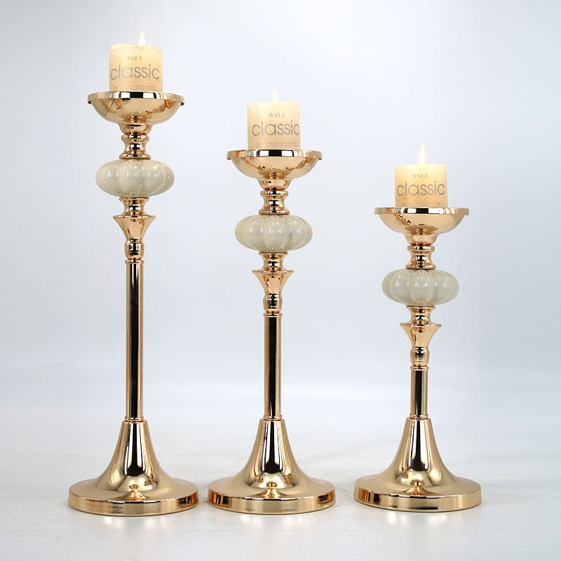 Golden with Marble Texture Candle Holder