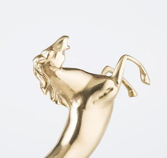 Golden Horse With Marble Base