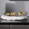 Golden Elephants with Natural Stone Base