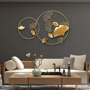 Modern Wrought Iron Ginkgo Leaves Wall Art