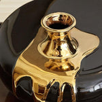 Black Leaking Gold Ceramic Vase