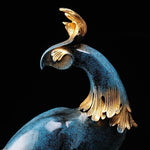 Navy Peacock Figurine