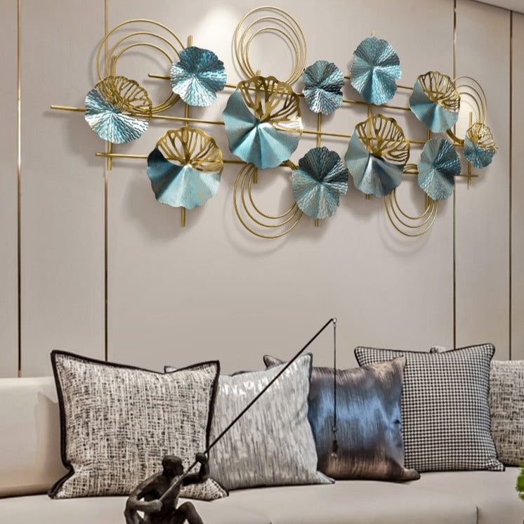 Teal and Gold Wrought Iron Wall Art