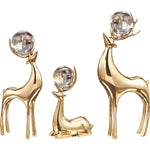 High End Copper Deer with Crystal Balls