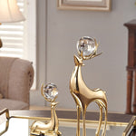 High End Copper Deer with Crystal Balls