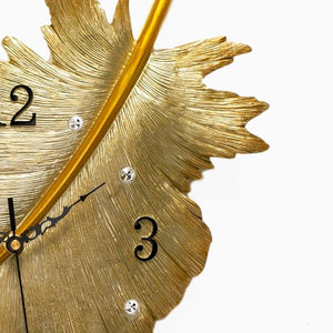 Golden Feather Wall Clock