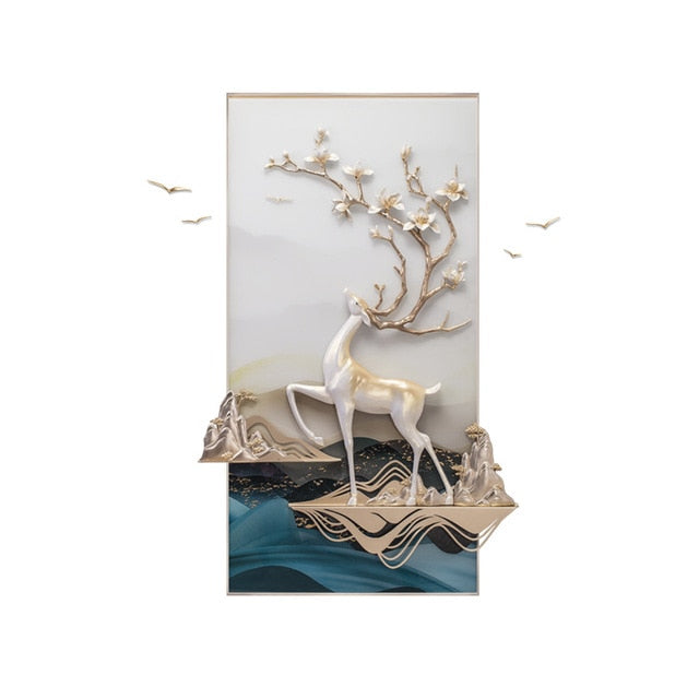 Beautiful Deer Resin Frame With Birds Flying Out