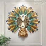 Gold Peacock Wall Clock