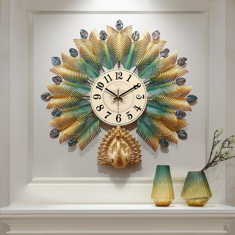 Gold Peacock Wall Clock