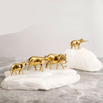 Elephants with Natural Stone Base