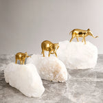 Elephants with Natural Stone Base