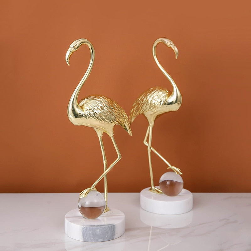 Copper Flamingo With Crystal Ball
