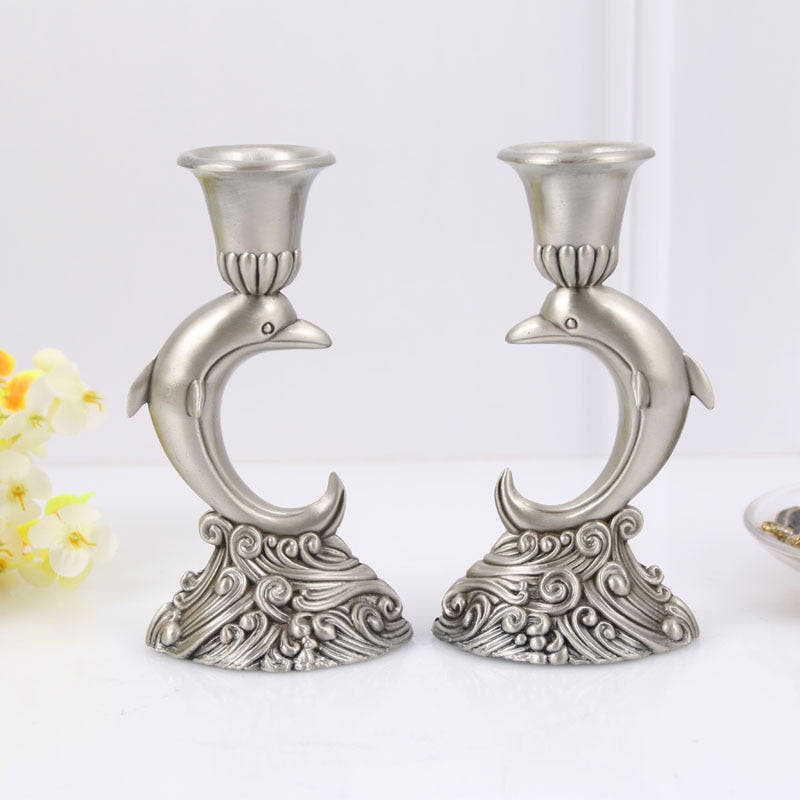 Dolphin Candle Holder Set